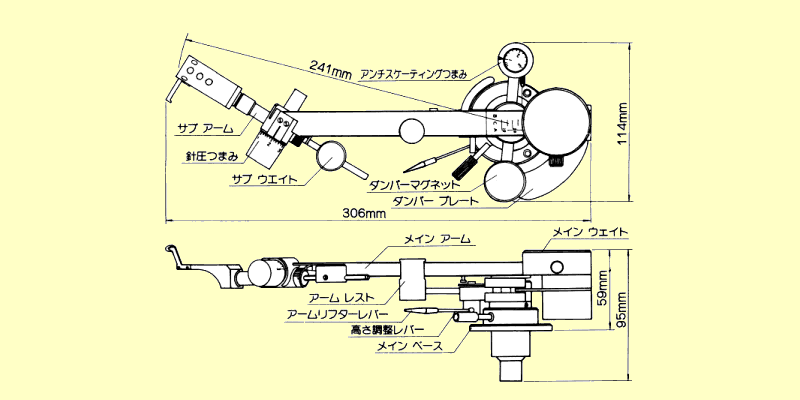 トーンアームDV 507MKIIの各部寸法